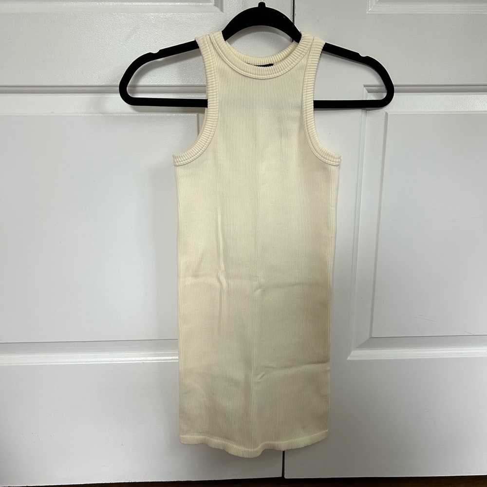Ivory Ribbed Sleeveless Dress